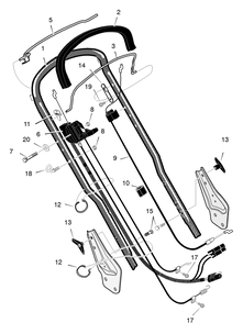 Handle Assembly Diagram and Parts List for 218950X92B 2004 Briggs and Stratton Lawn Mower